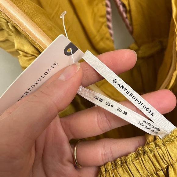 Anthropologie Mustard Dress with Pink Accents - Picture 5 of 9